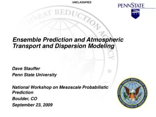 Ensemble Prediction and Atmospheric Transport and Dispersion Modeling