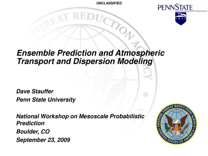 ensemble prediction and atmospheric transport and dispersion modeling