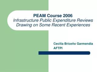 PEAM Course 2006 Infrastructure Public Expenditure Reviews Drawing on Some Recent Experiences