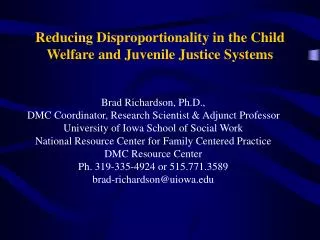 Reducing Disproportionality in the Child Welfare and Juvenile Justice Systems