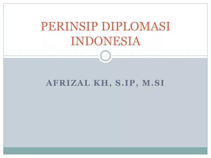 perinsip diplomasi indonesia