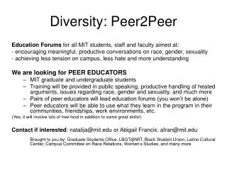 Diversity: Peer2Peer