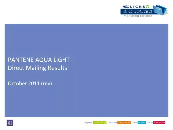 pantene aqua light direct mailing results october 2011 rev