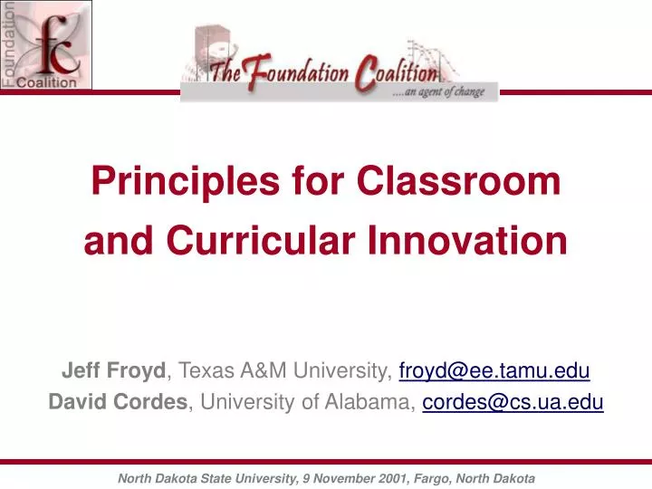 principles for classroom and curricular innovation