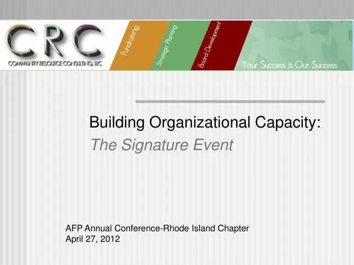 building organizational capacity the signature event