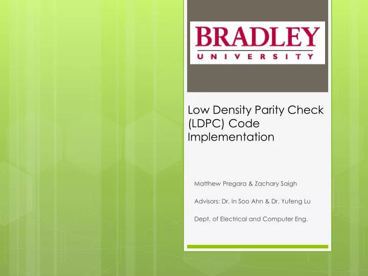 low density parity check ldpc code implementation