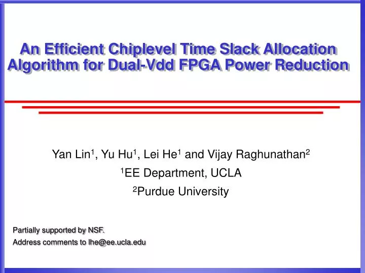 an efficient chiplevel time slack allocation algorithm for dual vdd fpga power reduction