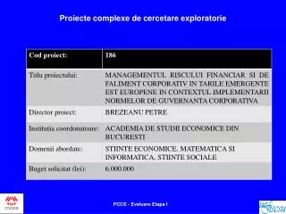 proiecte complexe de cercetare exploratorie