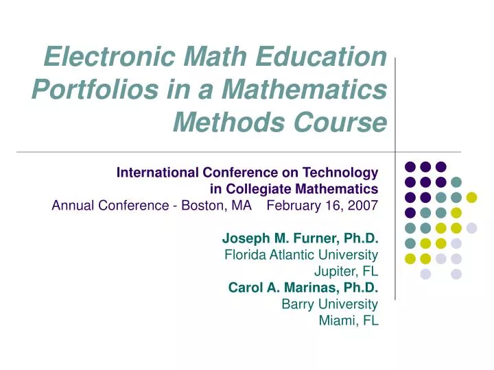 electronic math education portfolios in a mathematics methods course