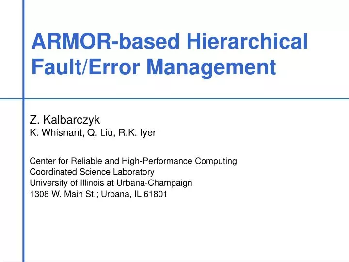 armor based hierarchical fault error management