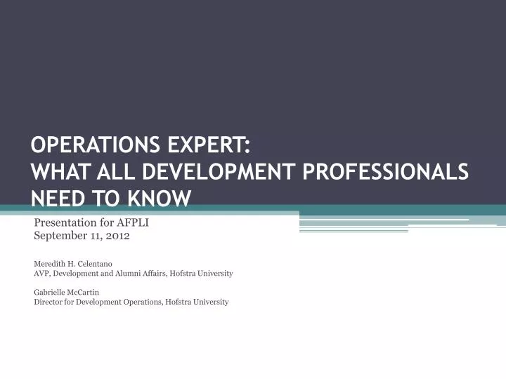 operations expert what all development professionals need to know