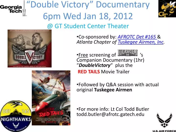 double victory documentary 6pm wed jan 18 2012 @ gt student center theater