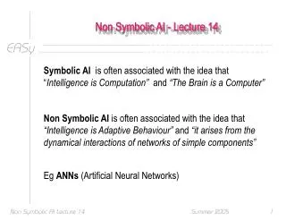 Non Symbolic AI - Lecture 14
