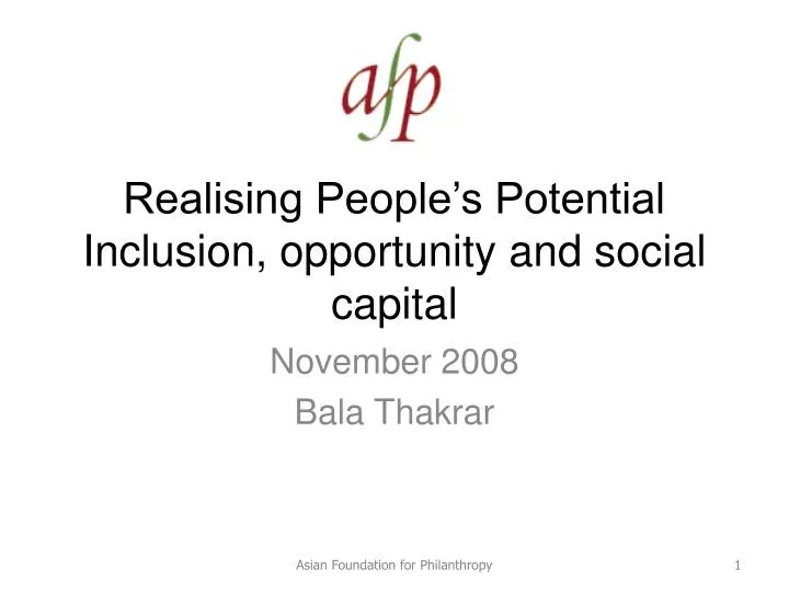 realising people s potential inclusion opportunity and social capital