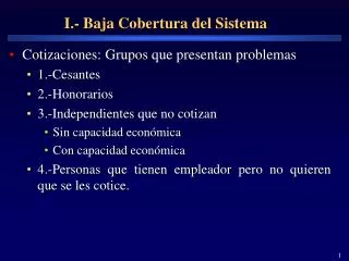 i baja cobertura del sistema