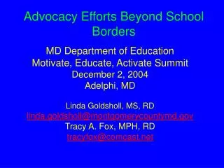 Advocacy Efforts Beyond School Borders