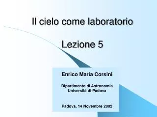 il cielo come laboratorio lezione 5