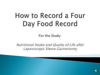 How to Record a Four Day Food Record