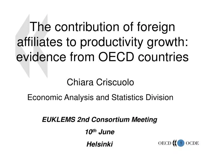 the contribution of foreign affiliates to productivity growth evidence from oecd countries