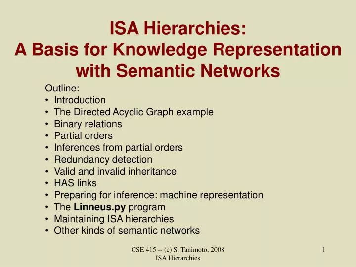 isa hierarchies a basis for knowledge representation with semantic networks
