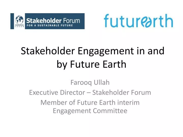 stakeholder engagement in and by future earth