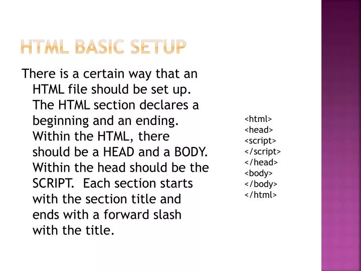 html basic setup