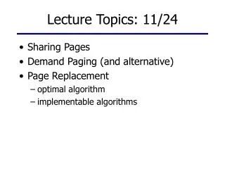 Lecture Topics: 11/24