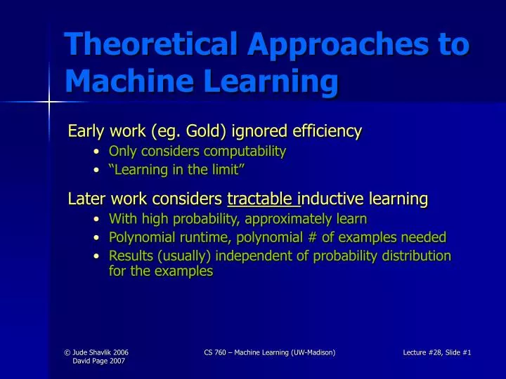 theoretical approaches to machine learning