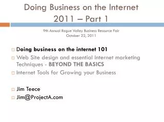 D oing business on the internet 101