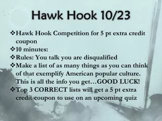 Hawk Hook 10/23