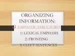ORGANIZING INFORMATION: - slide 1