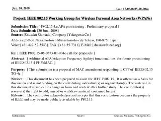 Project: IEEE 802.15 Working Group for Wireless Personal Area Networks (WPANs) ?
