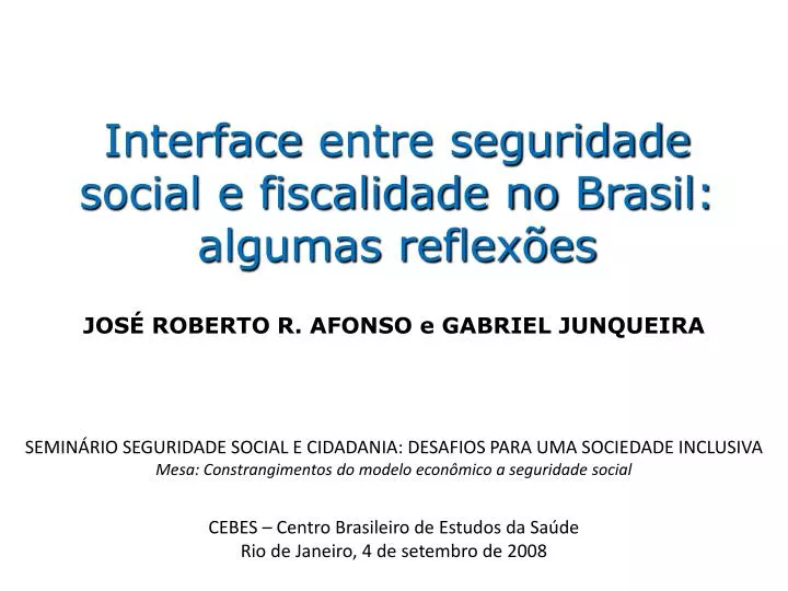 interface entre seguridade social e fiscalidade no brasil algumas reflex es