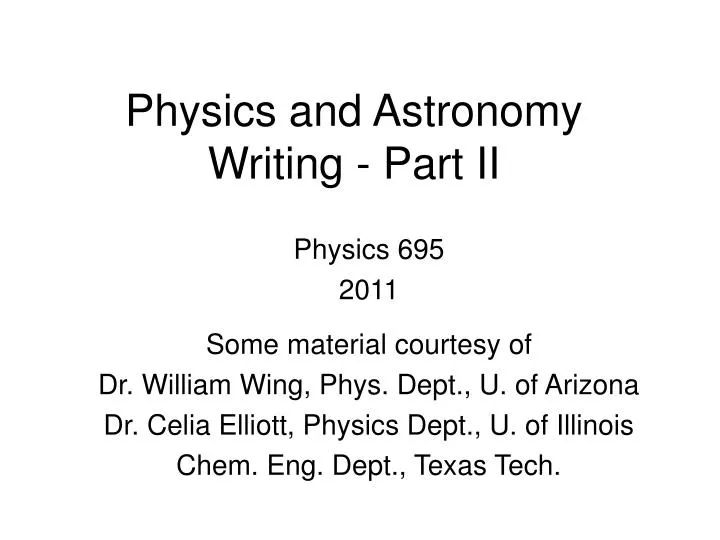 physics and astronomy writing part ii
