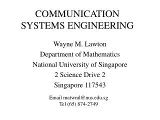 COMMUNICATION SYSTEMS ENGINEERING