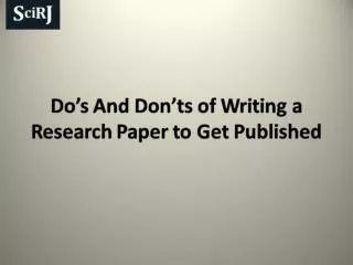 Call For Papers Dos And Donts of Writing a Research Paper