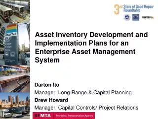 Asset Inventory Development and Implementation Plans for an Enterprise Asset Management System