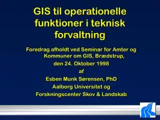 gis til operationelle funktioner i teknisk forvaltning