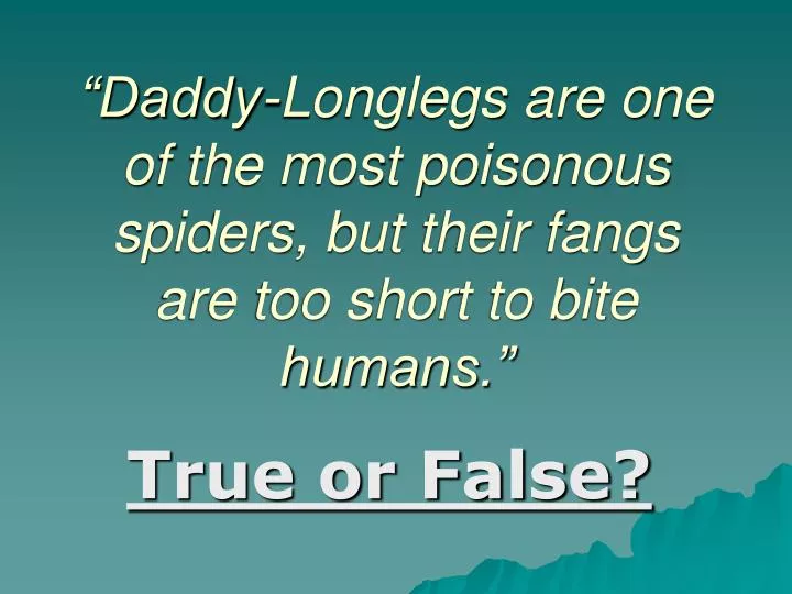daddy longlegs are one of the most poisonous spiders but their fangs are too short to bite humans