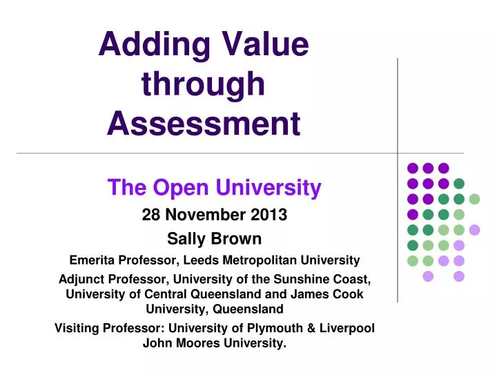 adding value through assessment
