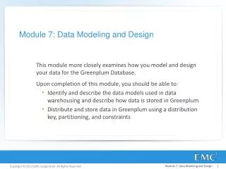 Module 7: Data Modeling and Design
