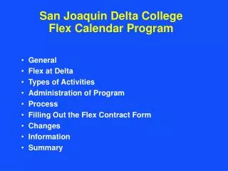 san joaquin delta college flex calendar program