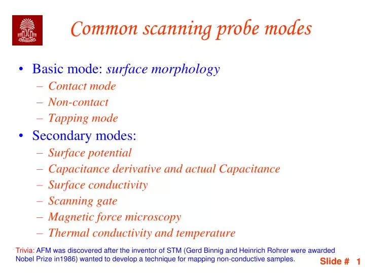 common scanning probe modes