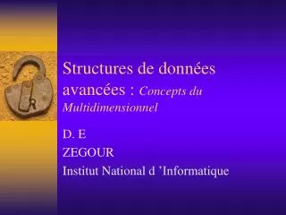structures de donn es avanc es concepts du multidimensionnel