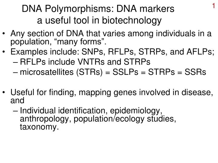 dna polymorphisms dna markers a useful tool in biotechnology