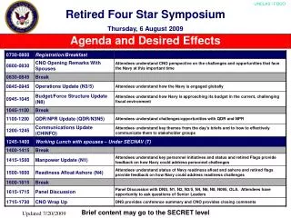 Retired Four Star Symposium Thursday, 6 August 2009