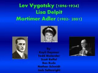 Lev Vygotsky (1896-1934) Lisa Delpit Mortimer Adler (1902- 2001)