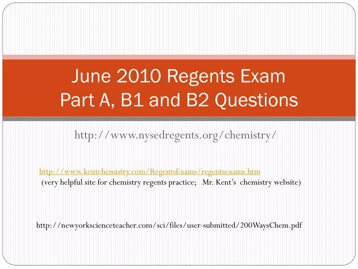 june 2010 regents exam part a b1 and b2 questions