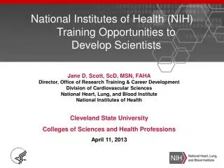 National Institutes of Health (NIH) Training Opportunities to Develop Scientists