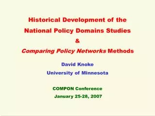 Historical Development of the National Policy Domains Studies &amp;